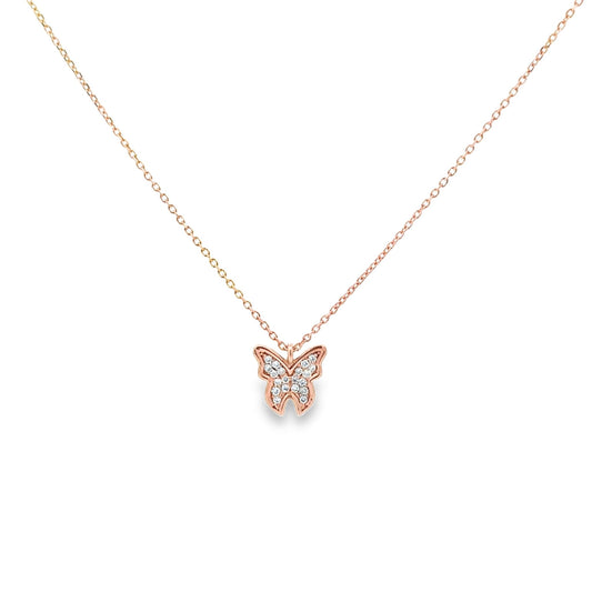 DIAMOND STUDDED BUTTERFLY YELLOW GOLD PENDANT