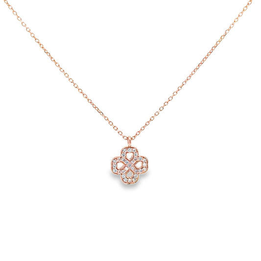 DIAMOND CLOVER YELLOW GOLD PENDANT