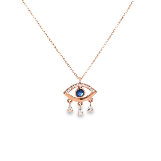 SHIMMERING EVIL EYE YELLOW GOLD PENDANT