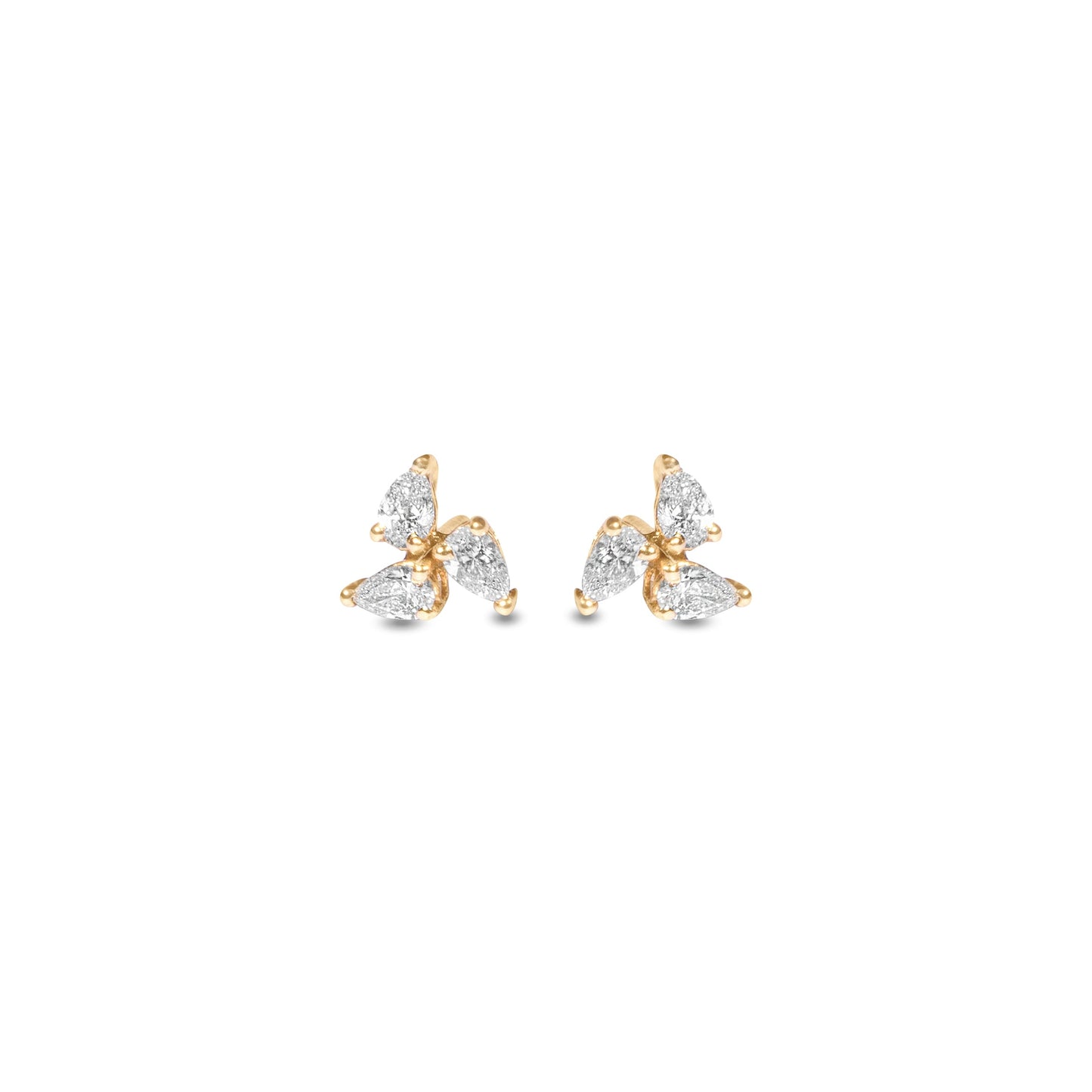 YELLOW GOLD FLORAL DIAMONDD EARRINGS