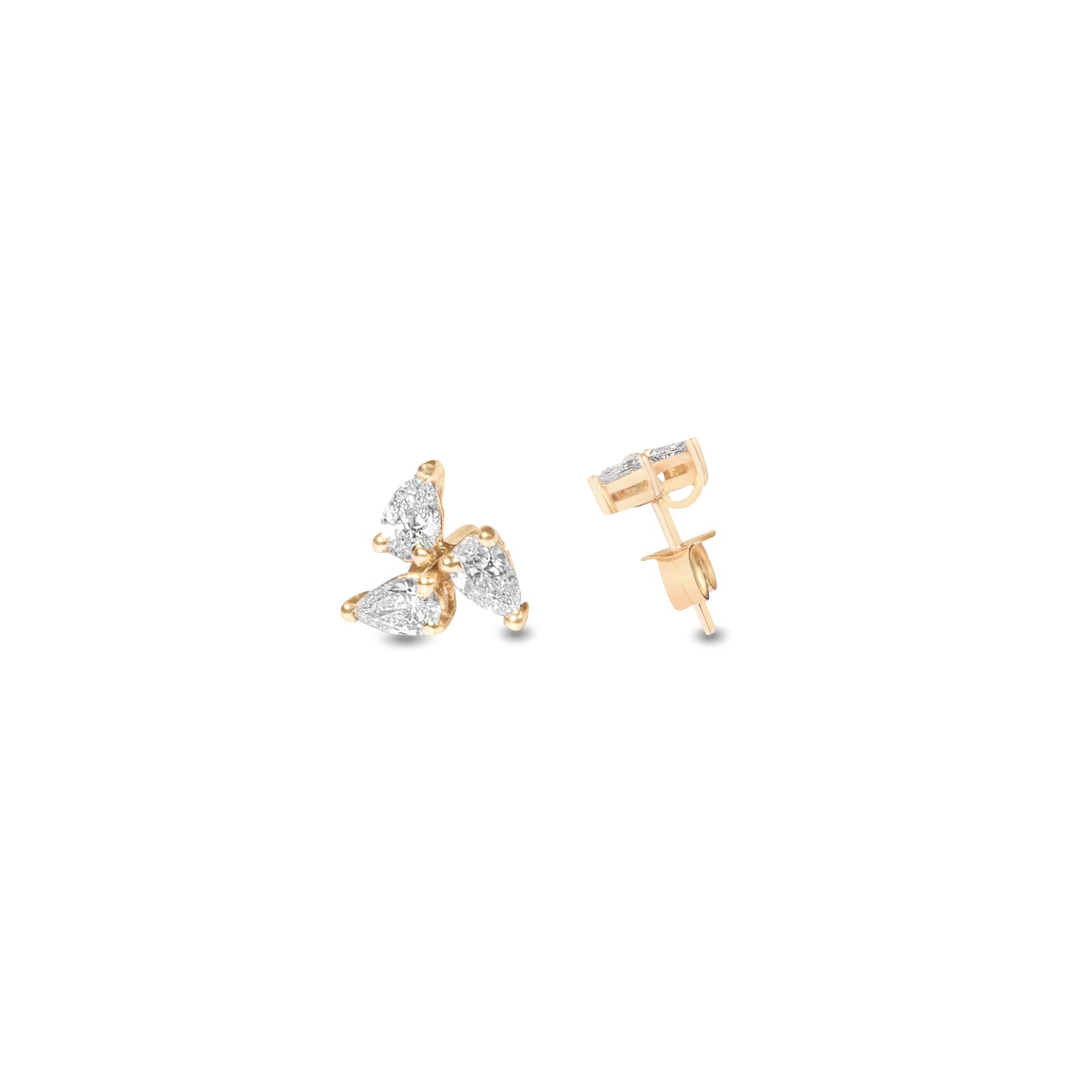 YELLOW GOLD FLORAL DIAMONDD EARRINGS