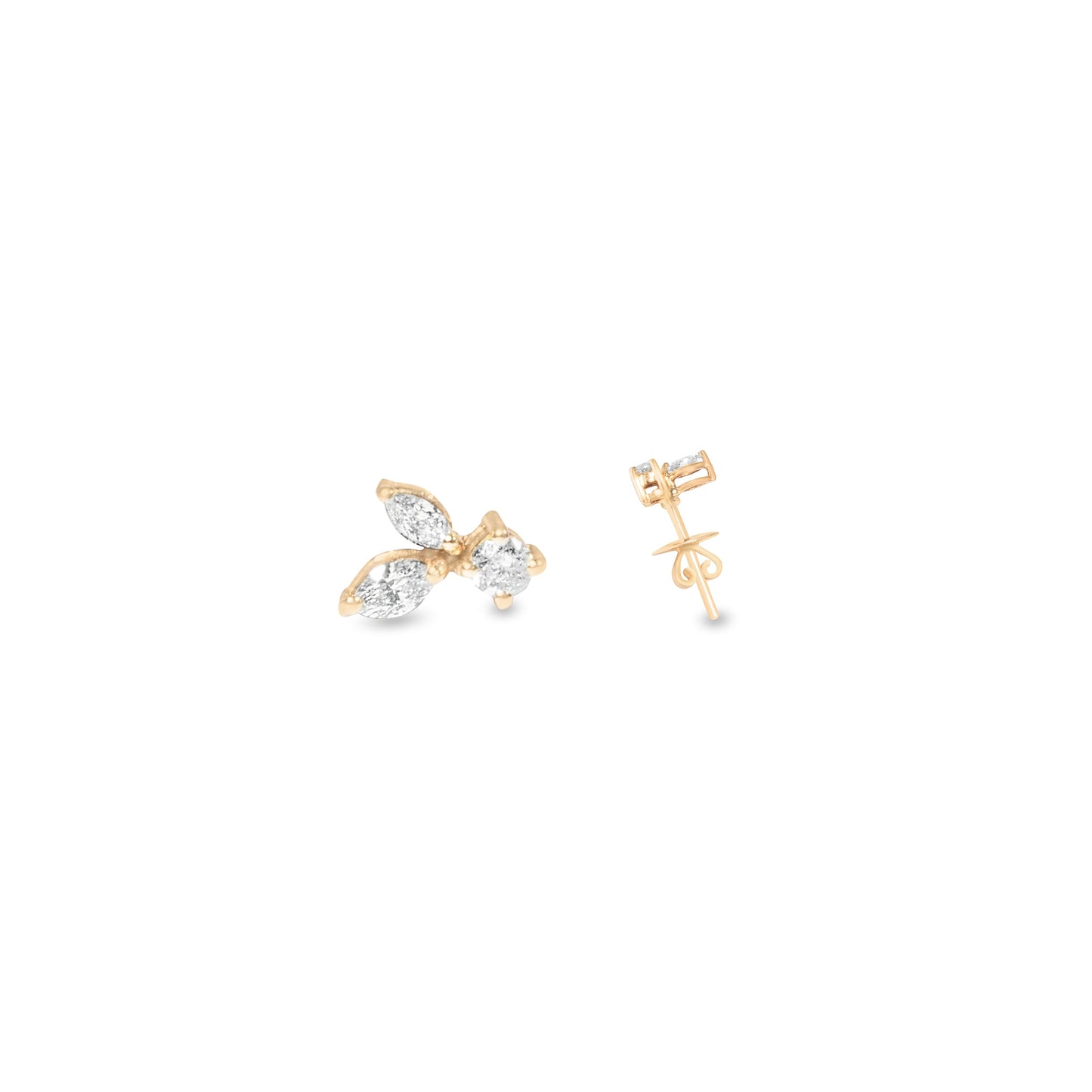 FANCY CUT DIAMOND YELLOW GOLD EARRINGS