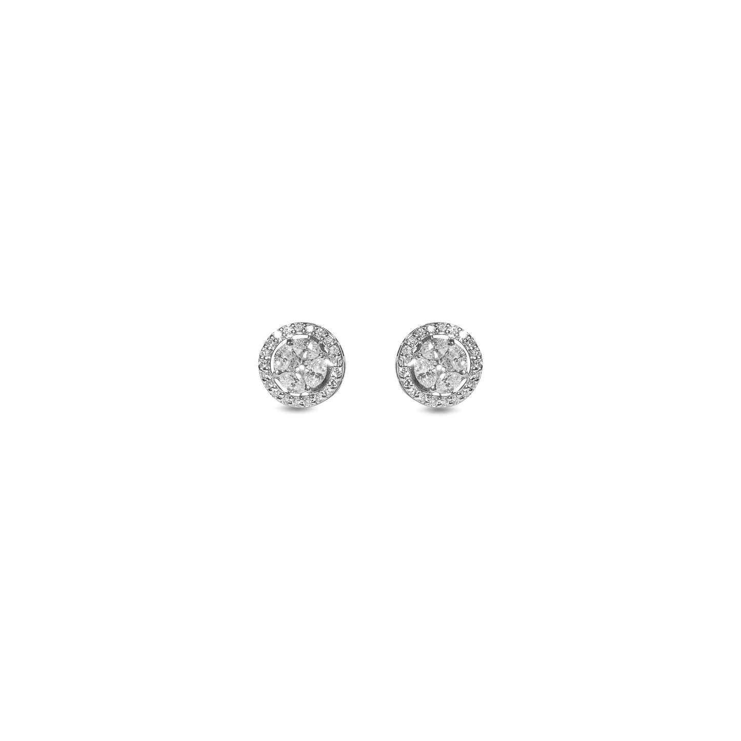 SPARKLING ROUND DIAMOND WHITE GOLD EARRING