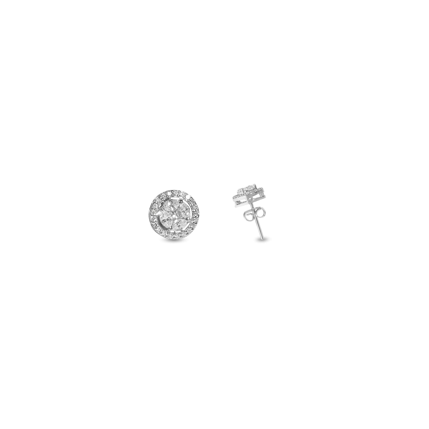 SPARKLING ROUND DIAMOND WHITE GOLD EARRING