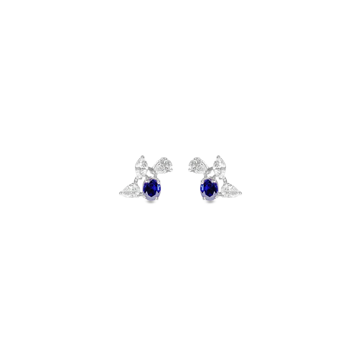 SAPPHIRE STUDDED FANCY DIAMOND WHITE GOLD EARRING