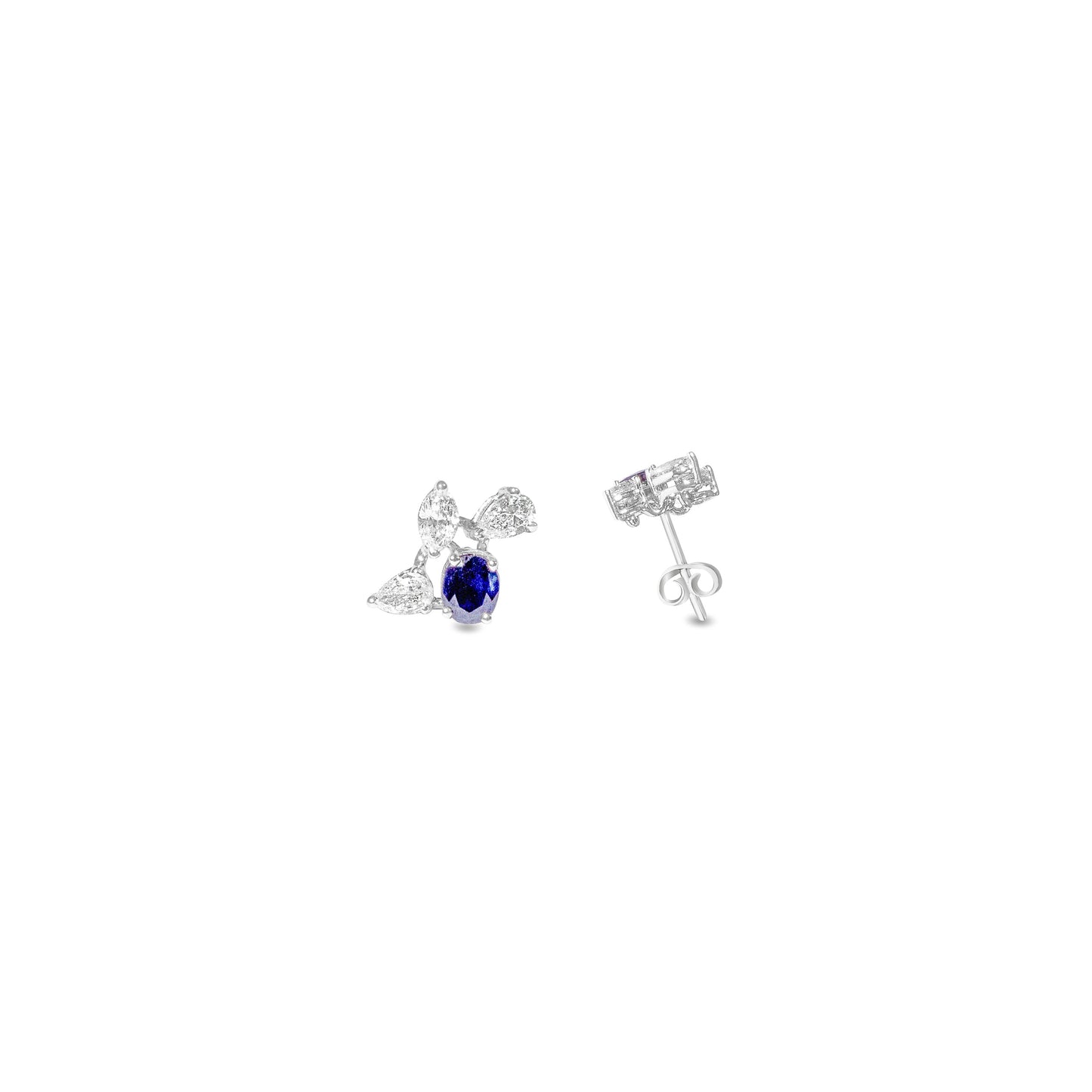 SAPPHIRE STUDDED FANCY DIAMOND WHITE GOLD EARRING