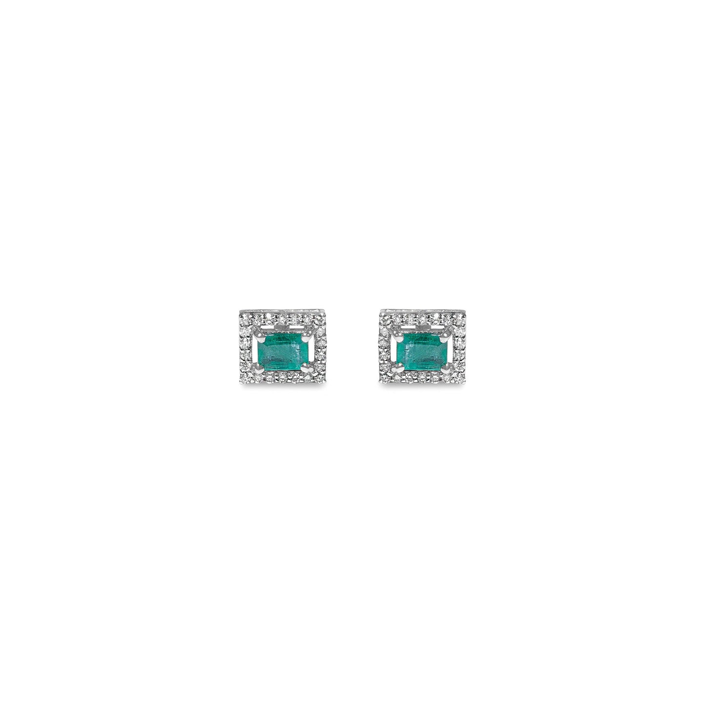 SPARKLING EMERALD ROUND DIAMOND EARRINGS