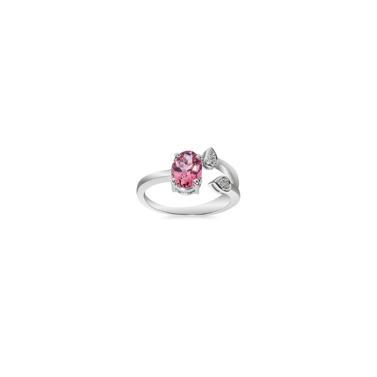 ROUND CUT TOURMALINE WHITE GOLD DIAMOND RING