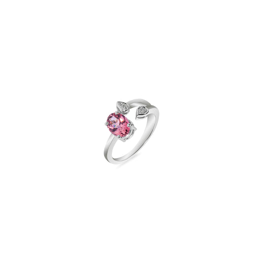 ROUND CUT TOURMALINE WHITE GOLD DIAMOND RING