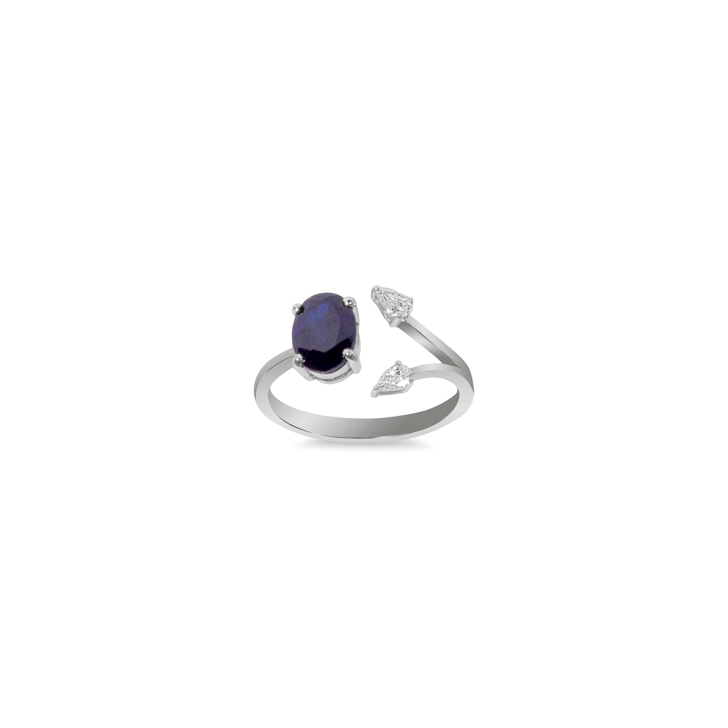 ROUND SAPPHIRE WHITE GOLD RING