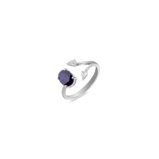 ROUND SAPPHIRE WHITE GOLD RING