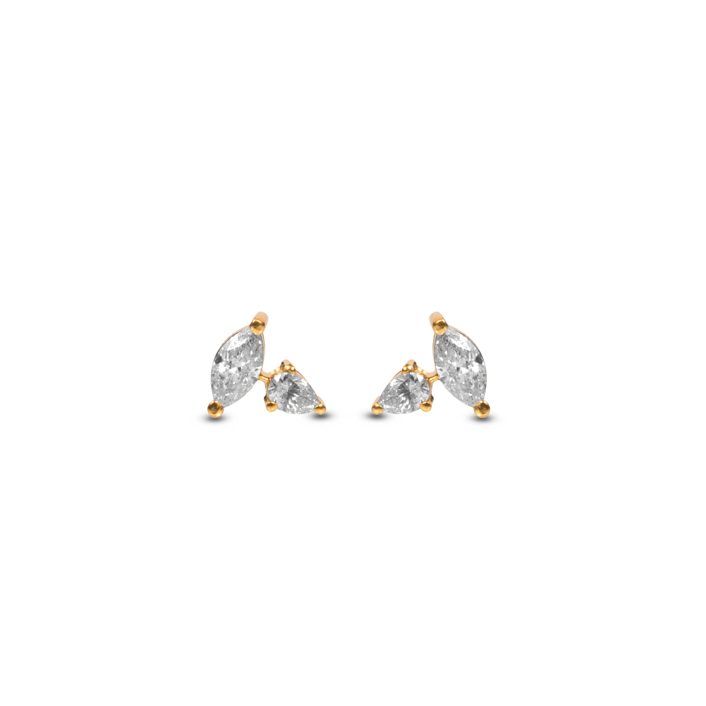 AURA FANCY SOLITAIRE YELLOW GOLD EARRINGS