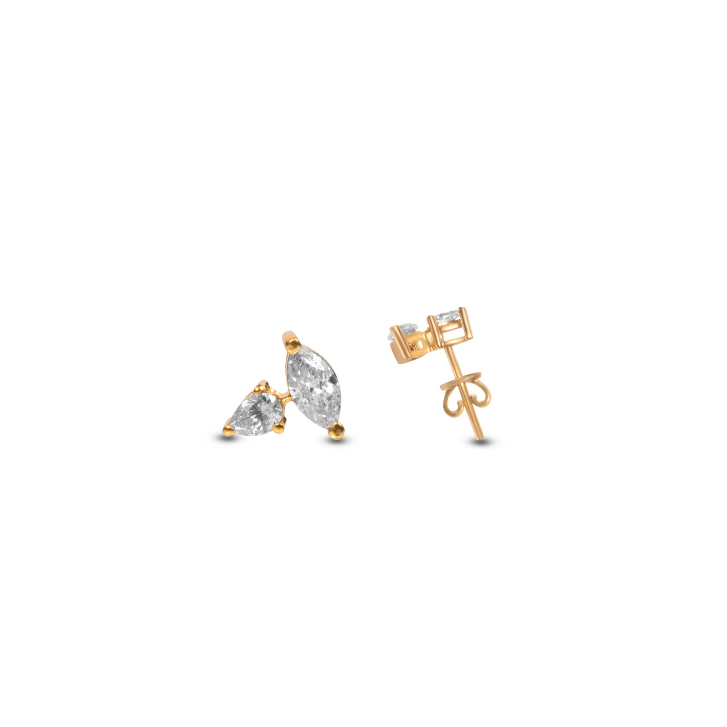 AURA FANCY SOLITAIRE YELLOW GOLD EARRINGS