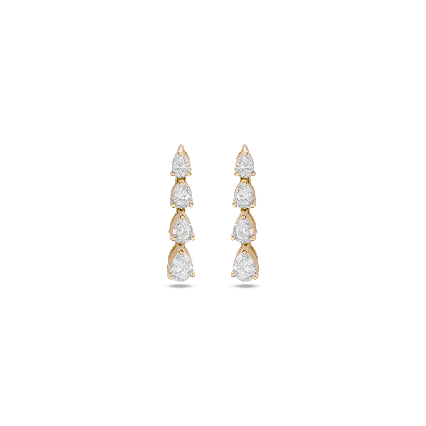 SHIMMERING DIAMOND LINE YELLOW GOLD EARRINGS