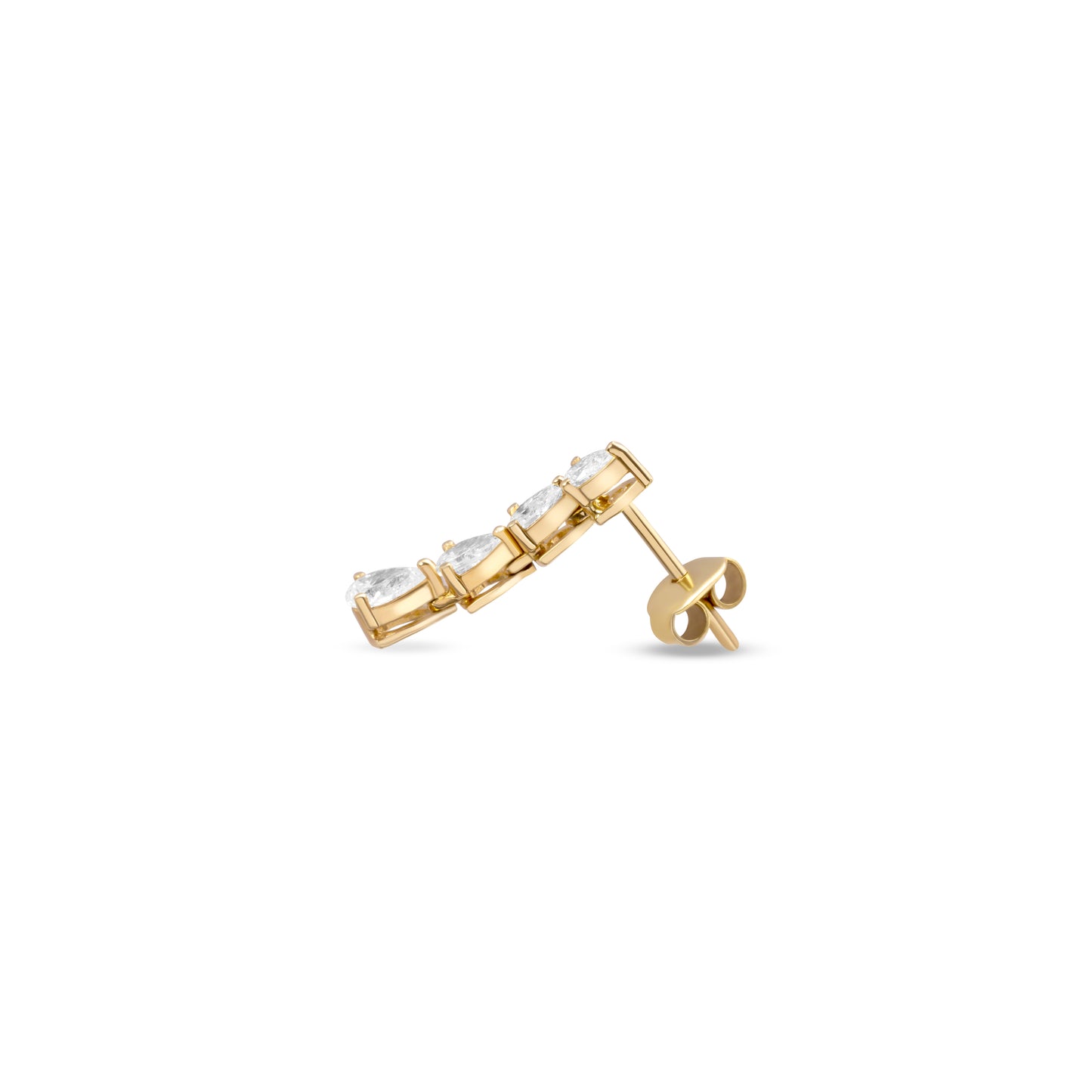 SHIMMERING DIAMOND LINE YELLOW GOLD EARRINGS