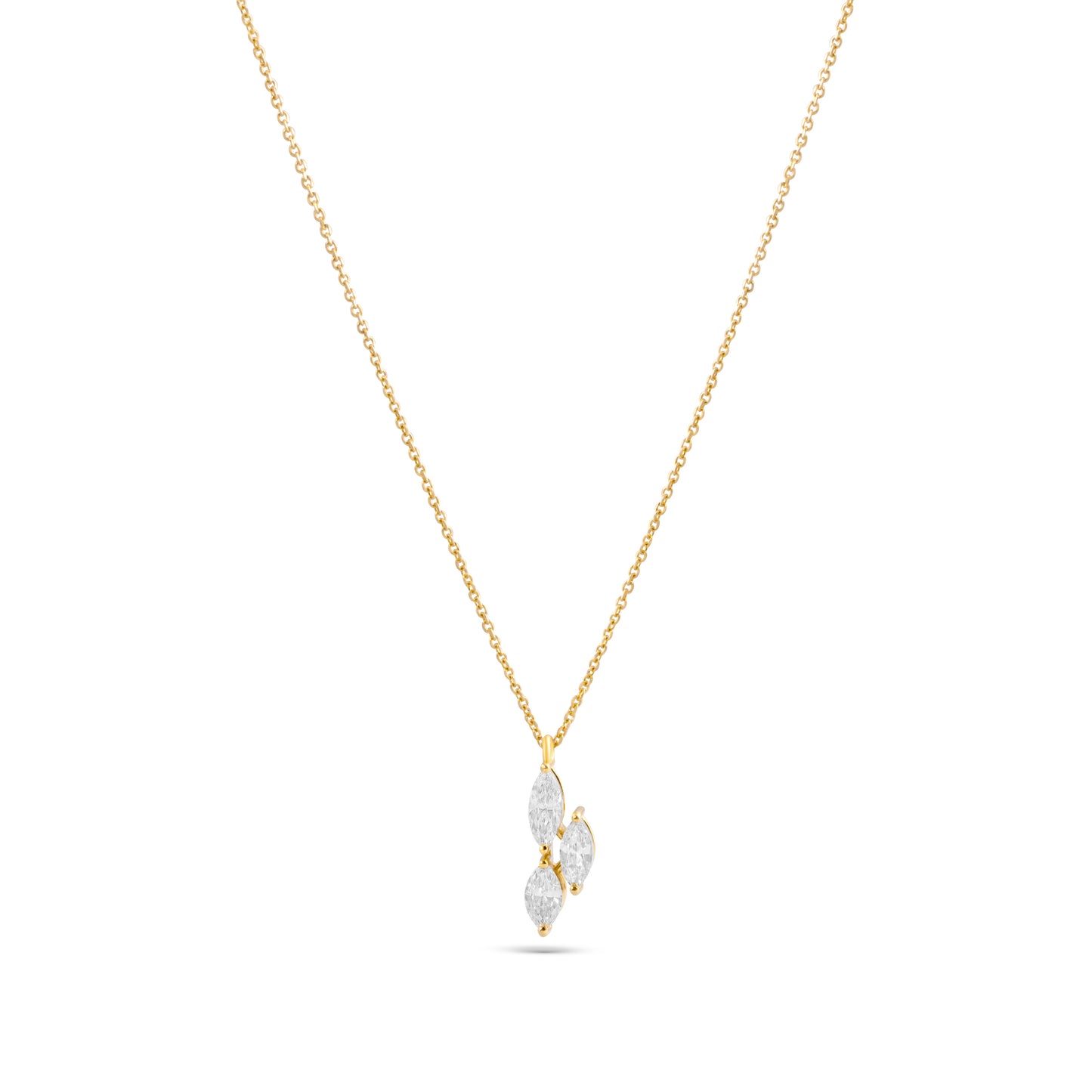 SPARKLING PEAR TRIO YELLOW GOLD PENDANT CHAIN