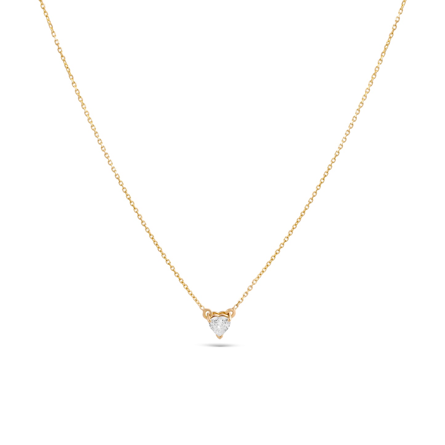 SPARKLING HEART SHAPED YELLOW GOLD PENDANT CHAIN