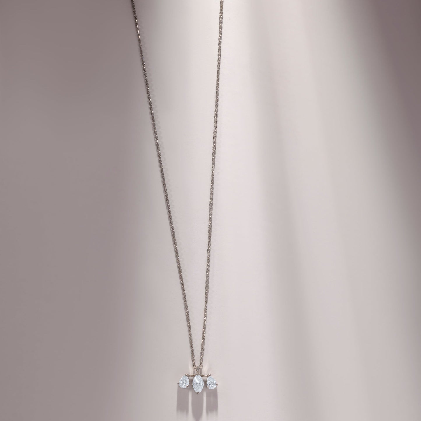 SHIMMERING TRIO WHITE GOLD NECKLACE