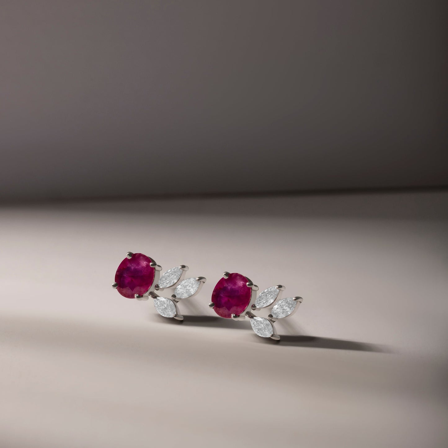 SHINING RUBY STUDDED DIAMOND EARRINGS