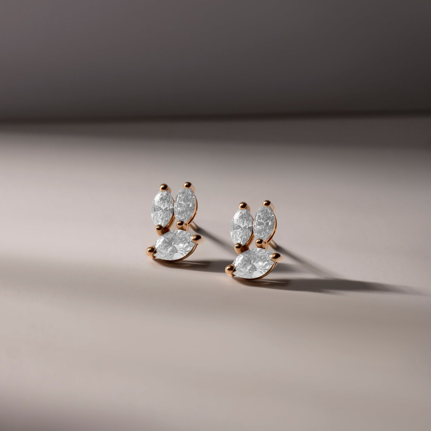 SPARKLING TRIO YELLOW GOLD EARRINGS