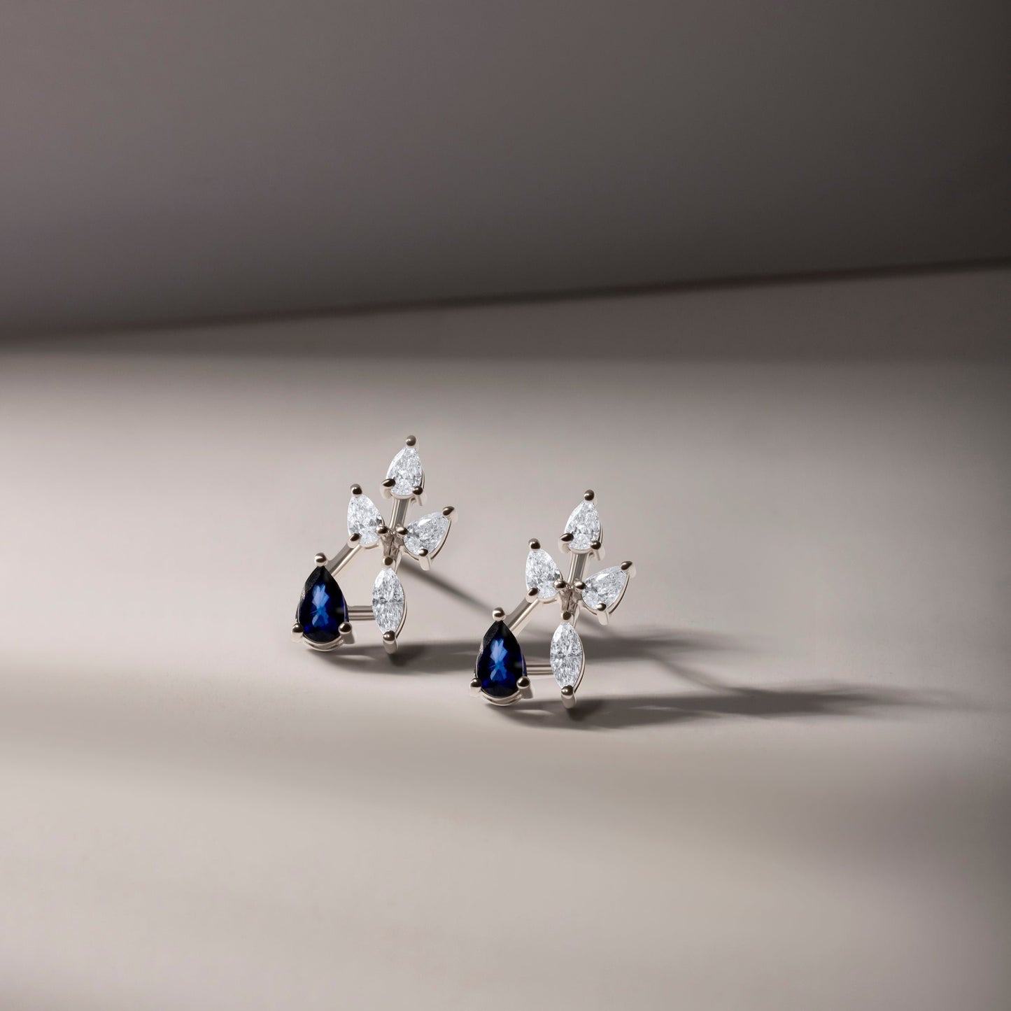 RADIANT DIAMOND STUDDED SAPPHIRE EARRINGS